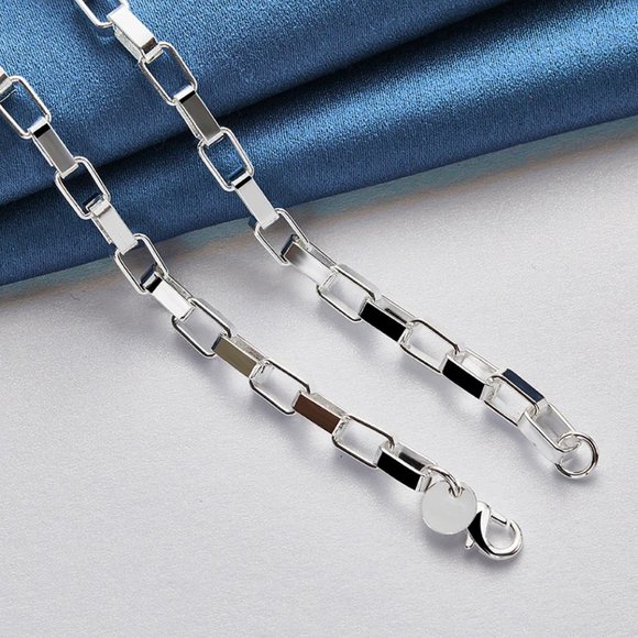Stunning 18 Inch Box Chain 4mm Wide Stamped .925 Solid Sterling Silver! - Picture 6 of 7